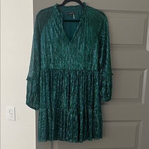 1. State Teal Shimmer Dress, Small
